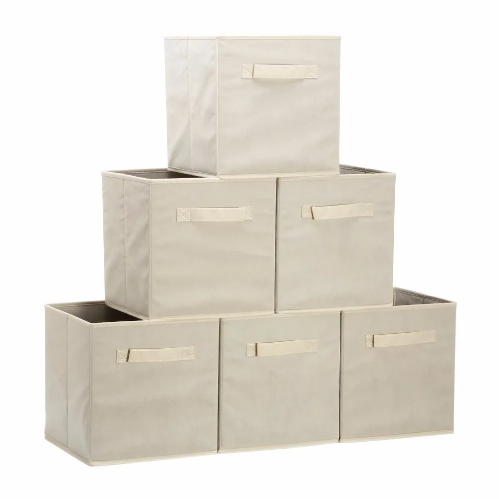 Hangerworld Beige Non woven Fabrics Foldable Storage Folding Bin Cube