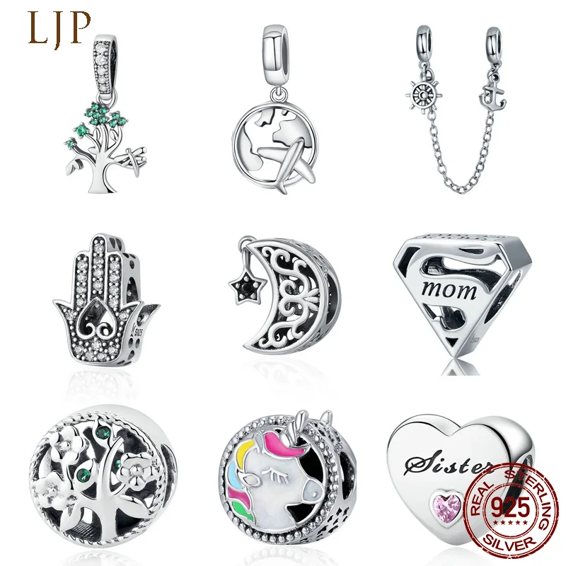 

SNS New 100% 925 Sterling Silver Around the World Travel Pendants Charm fit Original Pandora Bracelet DIY Beads Jewelry