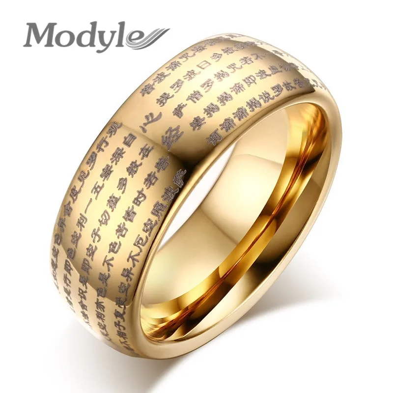 

Modyle 2019 New Gold-Color Buddhist Dome Ring for Mens Woman 8MM Tungsten Carbide Ring