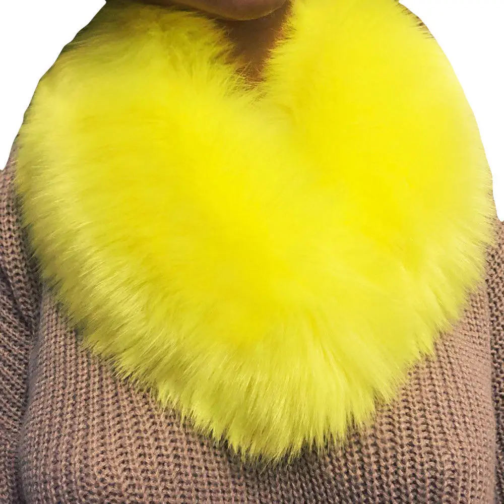 Lady Artificial Faux Fur Collar Trim Hood Scarf Fluffy Shawl Wrap Furry SH