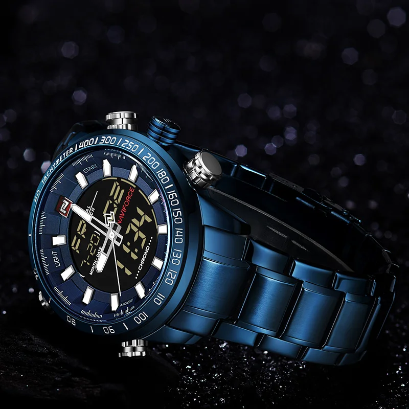 Часы NAVIFORCE Мужские Цифровые роскошные спортивные брендовые водонепроницаемые в