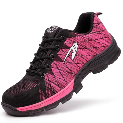 Zapatos de trabajo informales de seguridad para mujer, zapatillas de deporte con punta acero a prueba de perforaciones, de malla transpirables para exteriores, Unisex, moda de verano|Calzado de seguridad| -