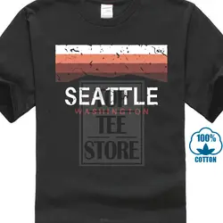 Мужская хлопковая футболка мужская с коротким рукавом печатная машина с вырезом лодочкой Сиэтл, футболка в стиле «саунтин ва сувенир»