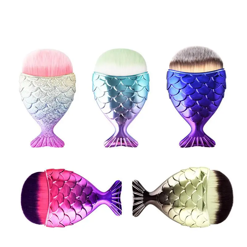 

Mermaid Colorful Powder Makeup Brush Fishtail Bottom Foundation Concealer Bronzer Kabuki Blush Makeup Cosmetic Brushes Tool