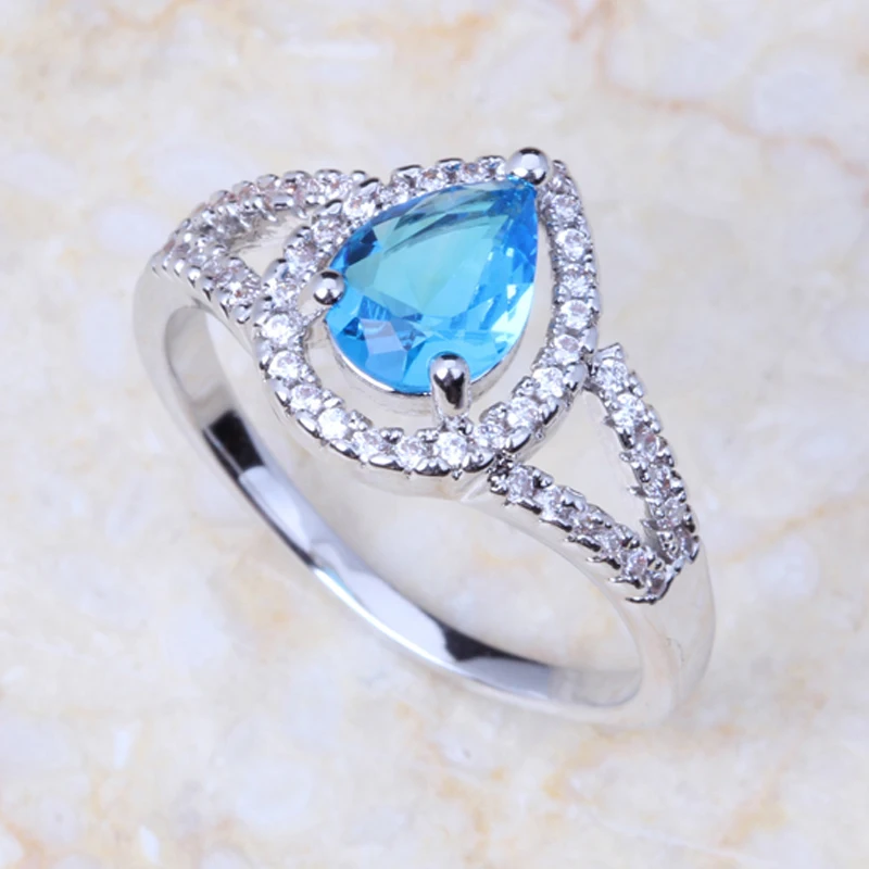free shipping everlasting blue sky crystal teardrop cluster rings silver colour rings for women fashion jewelry - Teardrop Wedding Rings free shipping everlasting blue sky crystal teardrop cluster rings silver colour rings for women fashion jewelry - Teardrop Wedding Rings