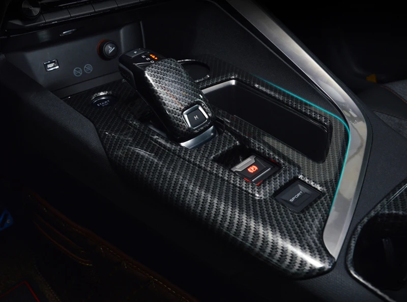 

Carbon Fiber Color Interior Console Gear Shift Panel Cover Trim Left Hand Drive For Peugeot 3008 GT 5008 GT 2017 2018