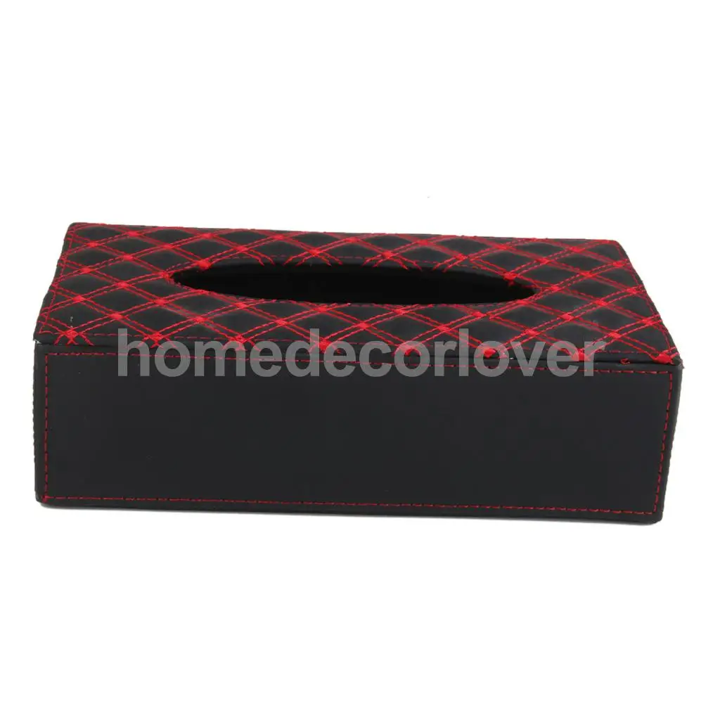 Synthetic Leather Car Auto Tissue Box Holder Paper Case Napkin Red