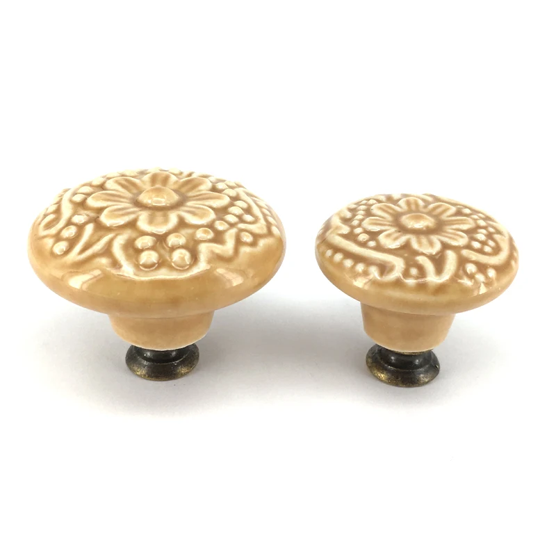 

6PCS Countryside Flower Ceramic Knobs and Pulls Kitchen Cabinet Dresser Drawer Handles Porcelain Furniture Hardware knobs