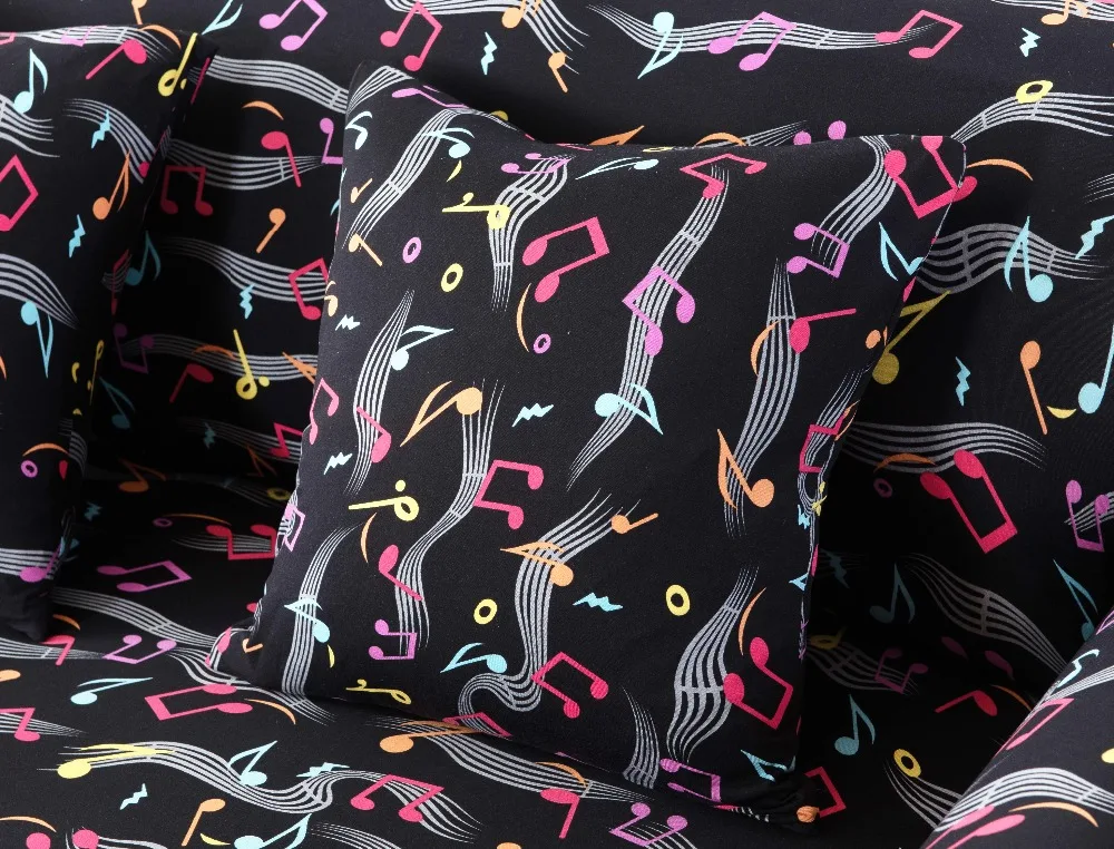Универсальные черные эластичные Чехлы для дивана Music note облегающие