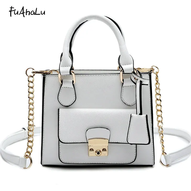 

FuAhaLu new oblique cross small square bag wild chain lock small bag