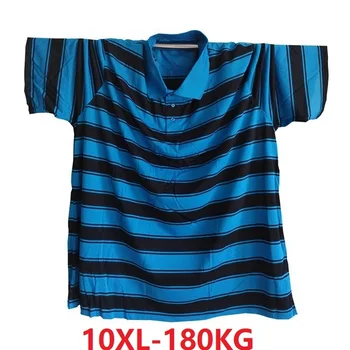 

Men striped T-Shirts Turn-down Colla Short Sleeve tees england style tees simple plus size big 7XL 8XL 9XL 10XL blue 150KG 160KG