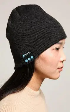 Bluetooth Beanie вязаная зимняя шапка для наушников Hands-free музыка Mp3 спикер Mic cap Волшебные спортивные шапки для мальчиков и девочек и взрослых подарок - Цвет: Темно-серый