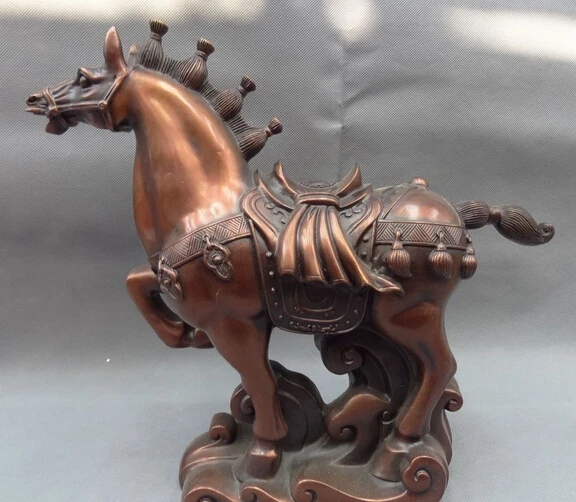 

JP S0290 14" Chinese Pure Bronze Year Zodiac Wealth Tang Horse Statue Animal Sculpture Discount 35%