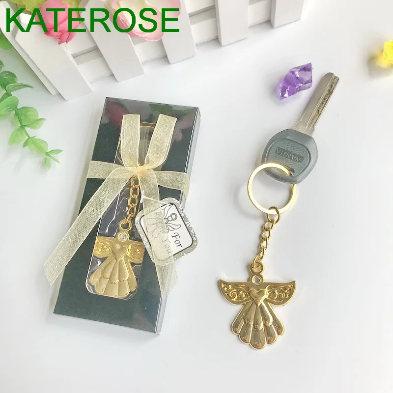 

24PCS Baby Christening Gift Guardian Angel Gold/Silver Key Chain Favors Birthday Party Souvenir Baby Shower Favors