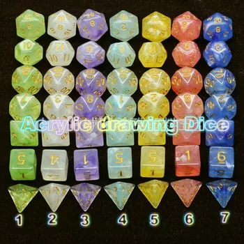

7Pcs/set Foreign Trade Acrylic Brushed Two-color Multi-faced Dice Dragon and Dungeon Board Game Dice Set