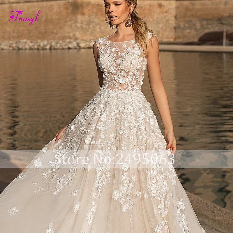 Новое поступление, великолепное свадебное платье трапециевидной формы с цветочными аппликациями, модное богемное свадебное платье с овальным вырезом и пуговицами, Vestido de Noiva