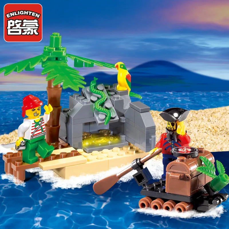 

LegoING Pirates Series Treasure Transfer Station ENLIGHTEN Building Blocks Sets Kids Ship Model Educational Toys For Children