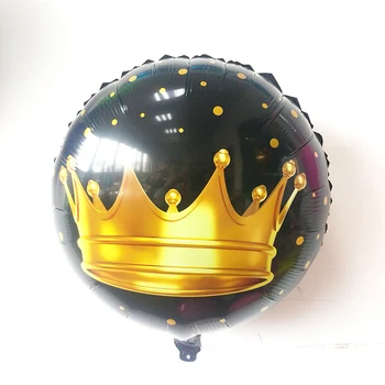 

18inch Bridal Gold Crown Foil Balloons 10pcs Black Helium Globos Wedding Princess Happy Birthday Party Decorations Kids Toys
