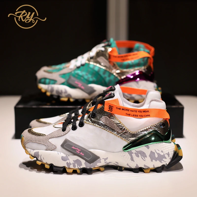 

RY-RELLAA women sneakers 2018 white sneakers Genuine Leather fashion wedges shoes for women women platform shoes net ins style