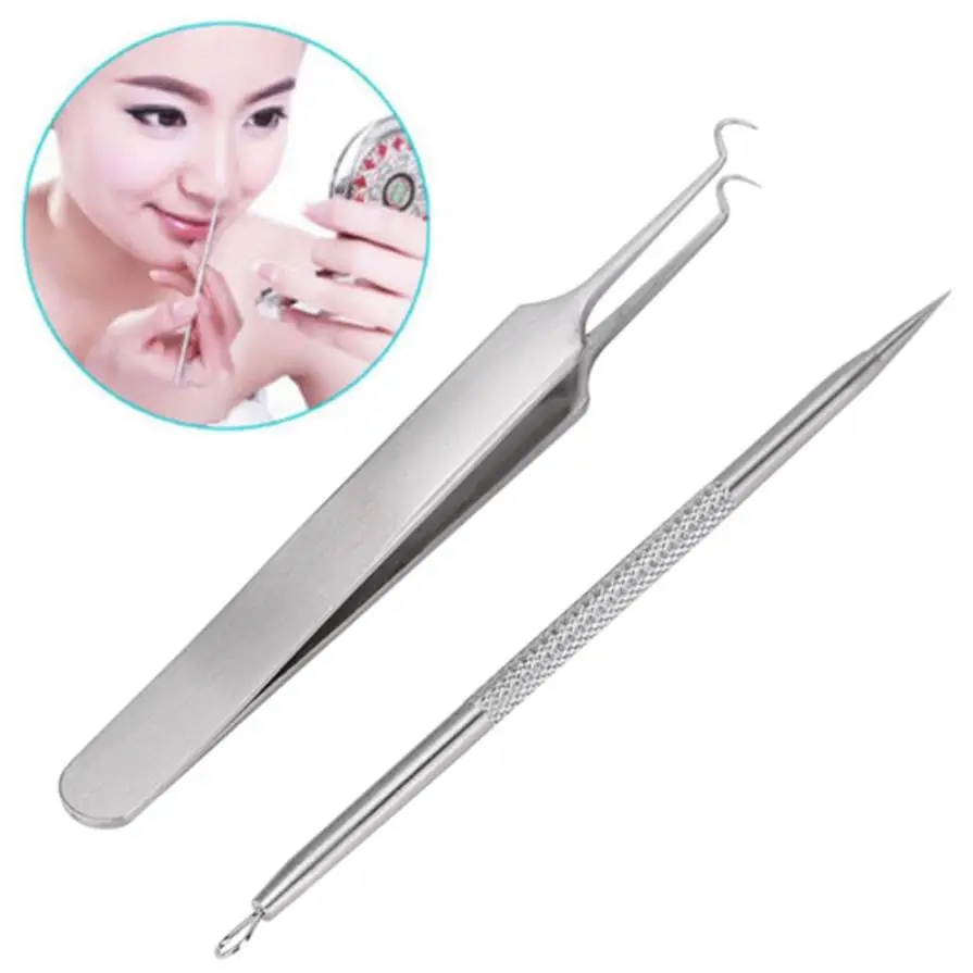 2PC Acne Extractor Remover Tool Set Pimple Blemish Comedone Blackhead