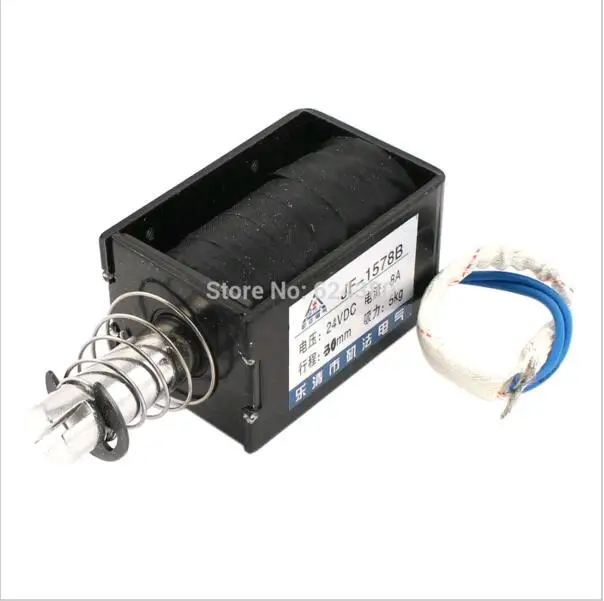 

1 PCS NOW JF-1578B DC 24V 8A Push Pull Type Open Frame Solenoid Electromagnet 30mm Stroke 50N 5Kg 11LB Force Discount