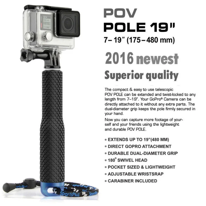SOONSUN для GoPro алюминиевый выдвижной шест палка для селфи водонепроницаемый ручной монопод для GoPro Hero 8 7 6 5 4 3 2 для Go Pro Pole