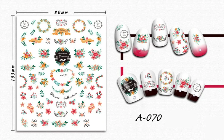 1 Sheet Butterfly Leaves Adesivo 3D Nail Art Transfer Stickers Nail Design Waterproof 1-2Week For Women Nail Sticker Flower