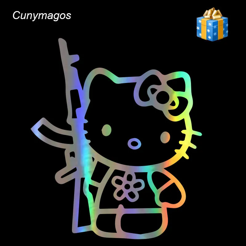 Забавная виниловая наклейка hello kitty Rifle персональные забавные модные аксессуары