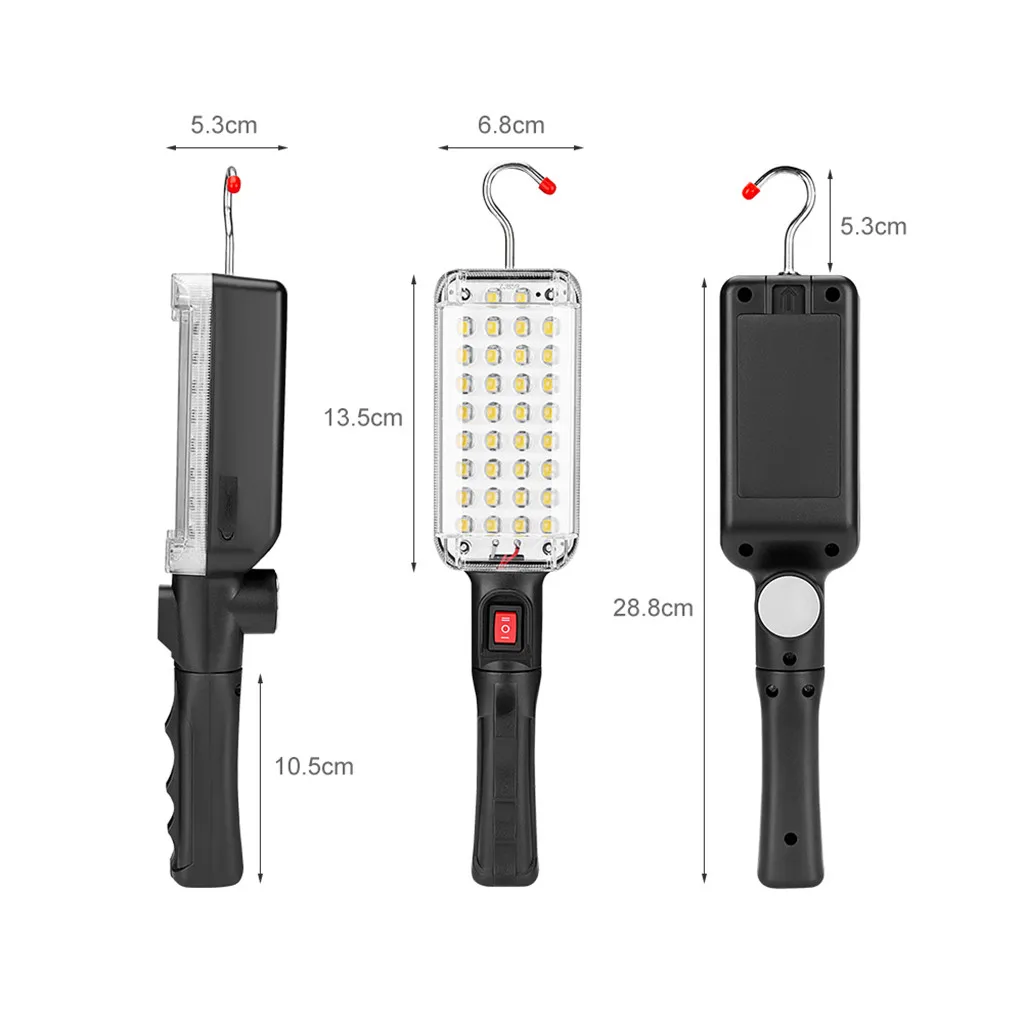 Многофункциональный 34SMD светодиодный светильник для работы Магнитный Подвесной контрольный Фонарь ручной фонарик крюк Фонарь рабочий свет для кемпинга 6,5