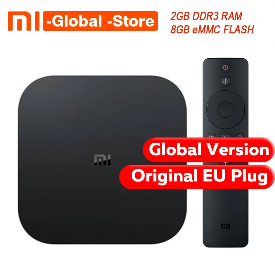 Глобальная версия оригинальная Xiaomi mi коробка S Smart tv Box 4 Android 8,1 4K четырехъядерный процессор 2 ГБ 8 ГБ HD mi 2,4G 5,8G WiFi Bluetooth 4,2 ТВ приставка