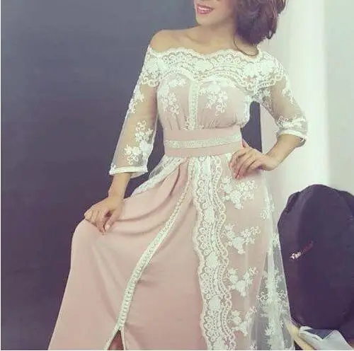 2017 Oriental Kaftan Caftan Marocain Dentelle Mousseline 