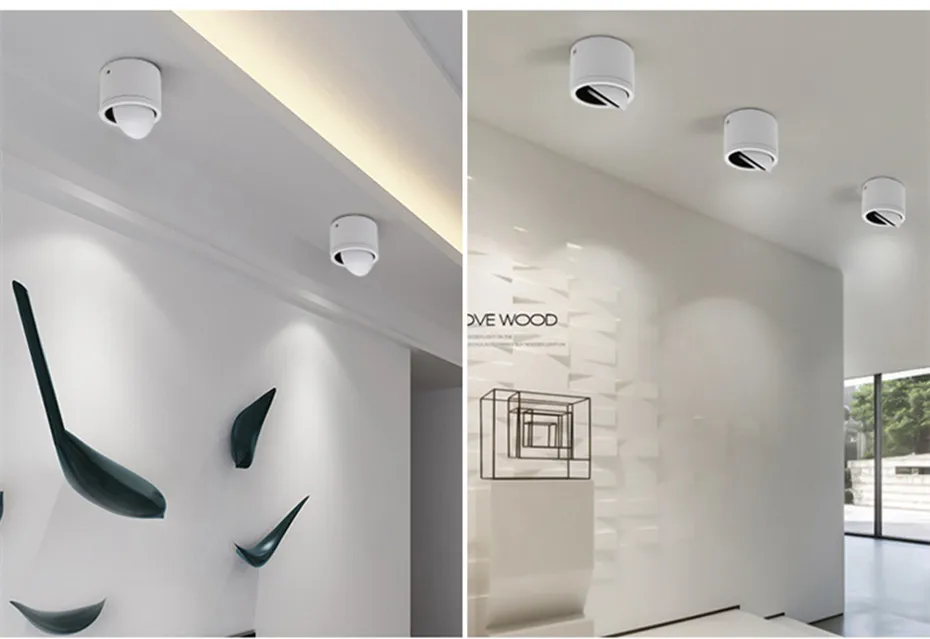 Dimmable COB светодиодный светильник, монтируемый на поверхность, светильник, вращающаяся на 360 градусов Лампа для кухни, ванной, гостиной, спальни