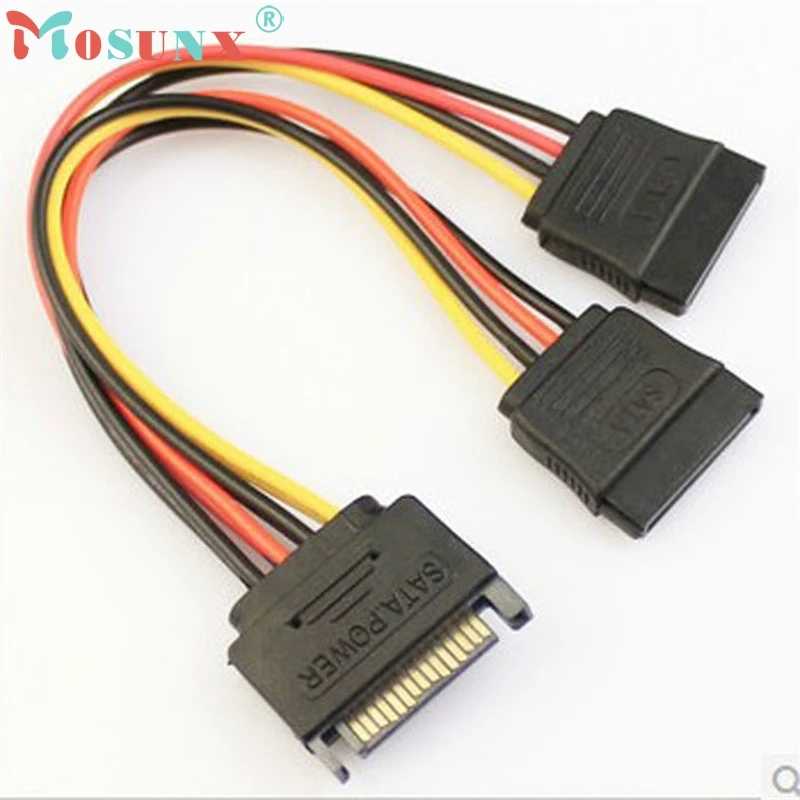 15Pin SATA Male To 2 Female 15Pin Power HDD Splitter high quality Connector Power Cable_KXL0313