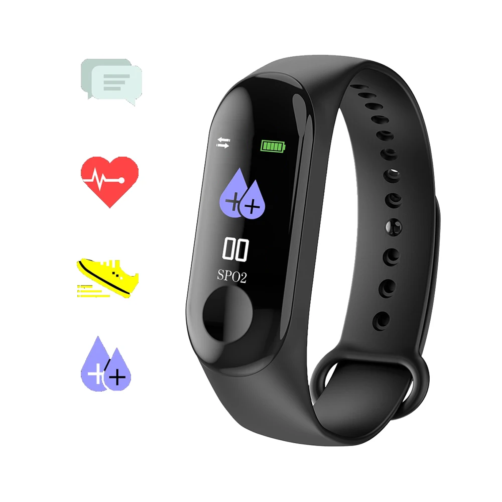 

M3 Sport Smart Band Waterproof Fitness Tracker Smart Bracelet Blood Pressure Heart Rate Monitor for xiaomi huawei smart phone