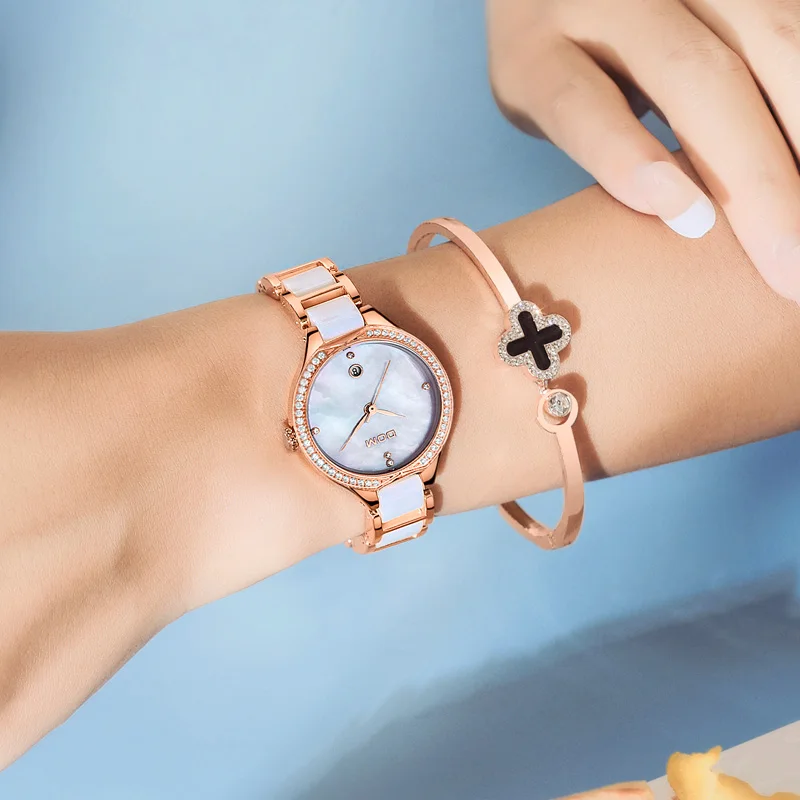 Модные женские наручные часы с бриллиантами DOM G-1271G-7M керамика ремешок для часов Топ люксовый бренд женское платье Женева кварцевые часы