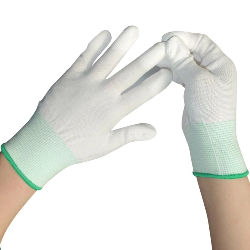 Несколько ПУ Антистатические перчатки рабочие перчатки с покрытием для пальцев износостойкие противоскользящие дышащие производственные перчатки