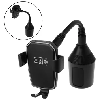 

Car Qi Wireless Charger Gooseneck Cup Holder Mount for iPhone X 8 Samsung S9 S8