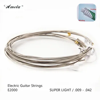 

Electric Guitar Strings Original strings E2000 With Coating Long Life 009-042 Custom Super Light Vacuum packing 3 Sets