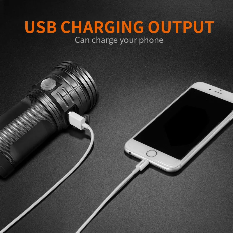 Фонарь светодиодный с зарядкой от USB 7600 лм 6/15/18 x T6 3 режима|Фонарики и