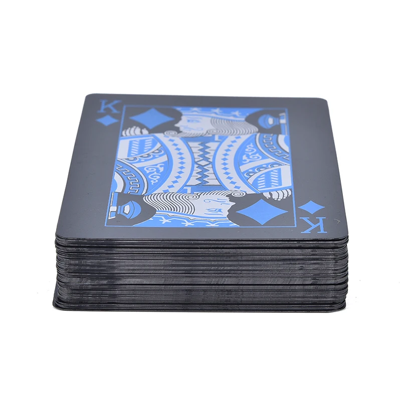 

1 Set Black Playing Cards Plastic PVC Poker Waterproof Durable Poker With Metal Box Creative Gift