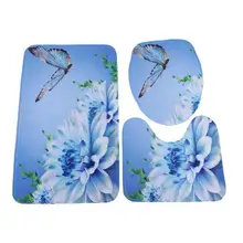 3 шт. с цветочным принтом нескользящий коврик для ванной комнаты стойка для тряпок Крышка для унитаза набор