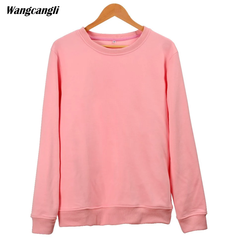 

Женский хлопковый Свитшот оверсайз, свободный однотонный Розовый пуловер с круглым вырезом и длинным рукавом, осень 2023