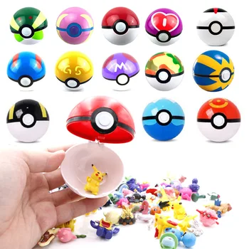 

13Pcs/set Pokeball With 1 Piece Random Pocket Monsters Inside New Year Gifts for Chidren Mini Pearl Squirtle Pikachu Figure Toys