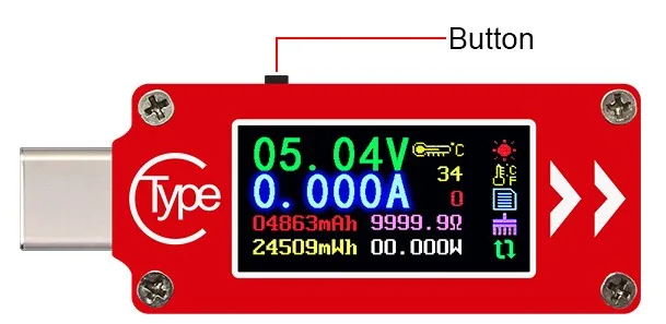 RD TC64 тип-c цветной ЖК-дисплей USB Вольтметр Амперметр Напряжение измеритель тока мультиметр батарея PD Зарядка банк питания USB Тестер