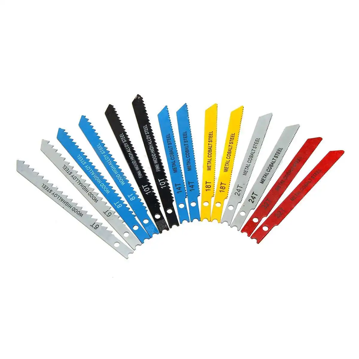 14Pcs Assorted U-shank Jigsaw Blades Metal Plastic Cut Cutting Wood Set New