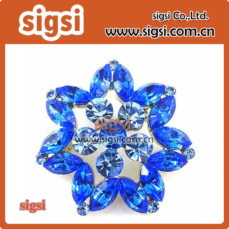 

wholesale blue acrylic rhinestone brooch pin for wedding invitation