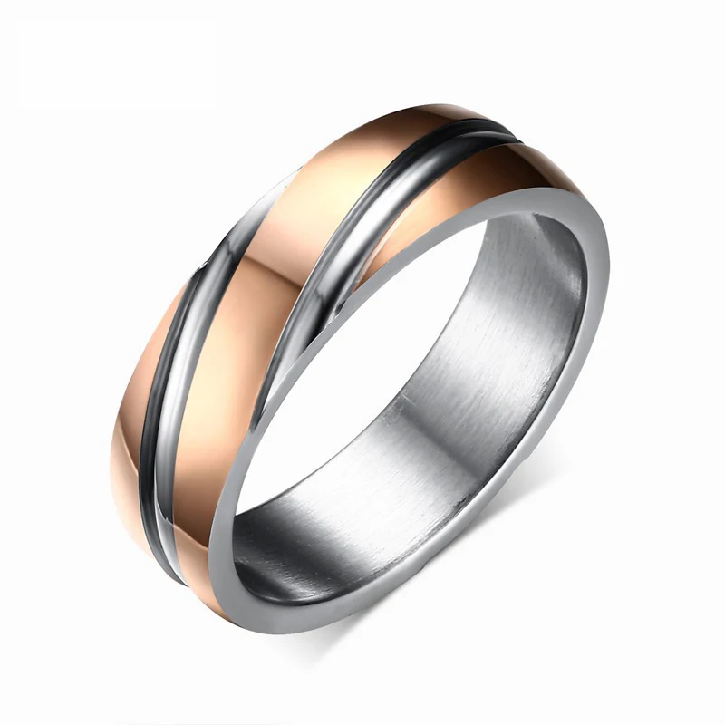 Effie queen мужское кольцо из нержавеющей стали кольцо панк Рок вечерние ювелирные изделия на палец 3 Цвета WTR60 - Цвет основного камня: Rose Gold Color