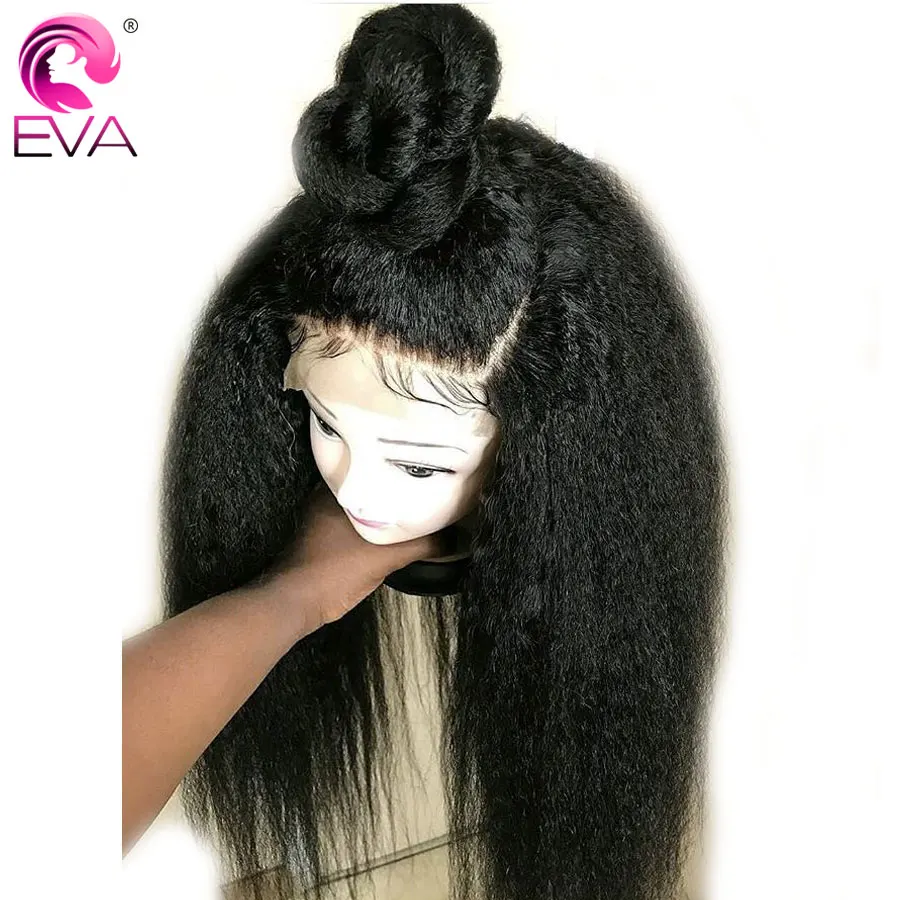 

Eva Kinky Straight 360 Lace Frontal Wig Pre Plucked With Baby Hair Brazilian Lace Front Human Hair Wig For Black Women Remy Hair