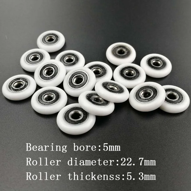 

5*22.7*5.3mm free Shipping bathroom glass door sliding door shower door roller Outer diameter 23mm bearing bore 5mm.