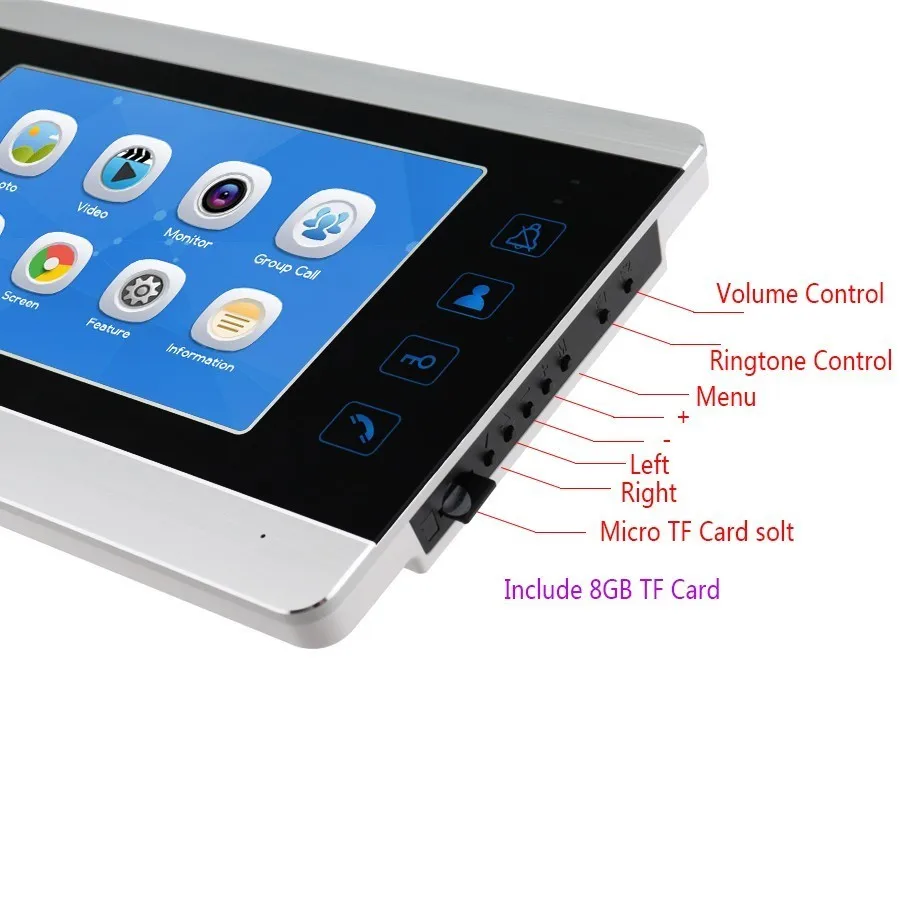 JERUAN проводной 7 дюймов видео дверь домофон Системы запись монитор + отпечатков пальцев код клавиатуры 800TVL RFID Доступа Камера